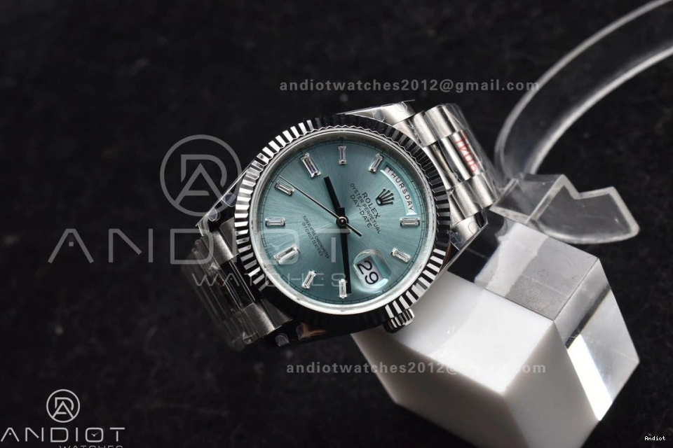 Bracelet 40 Stick Dial Blue 904L GMF DayDate Steel Ice V2 A3255 President SS On 0204